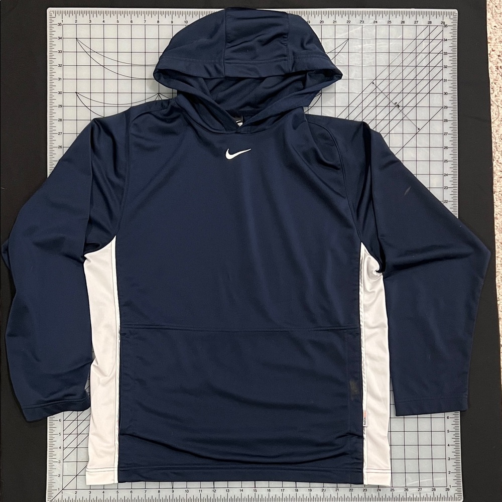 Nike Hoops Middle Swoosh Navy Hoodie - Vintage